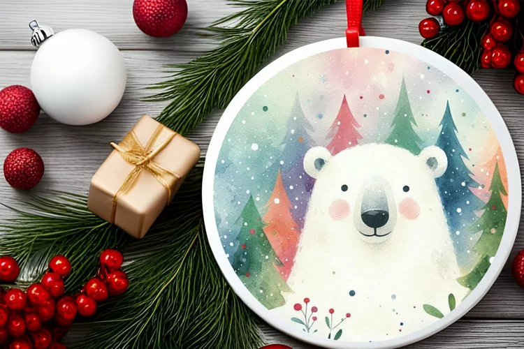 Round Christmas Ornament Sublimation|Clipart