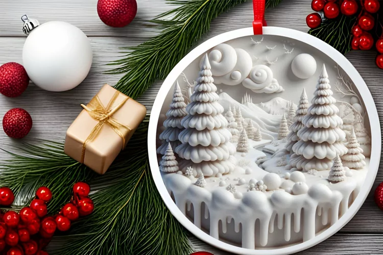 Round Christmas Ornament Sublimation|Clipart