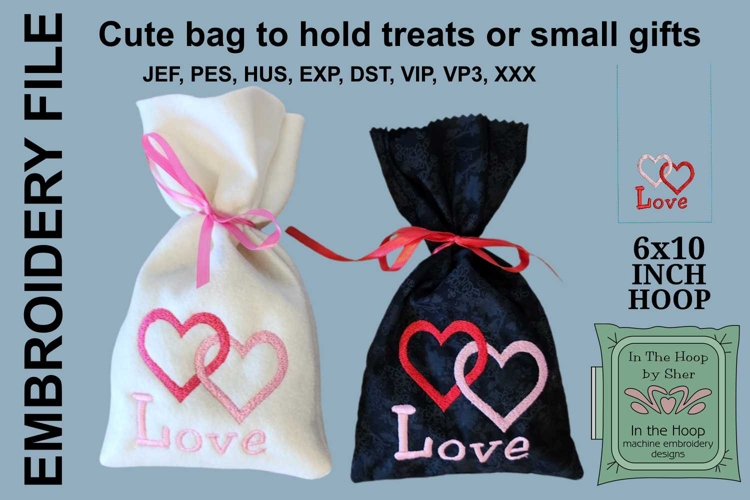 ITH Love Hearts Valentine Treat Bag 6x10 Hoop
