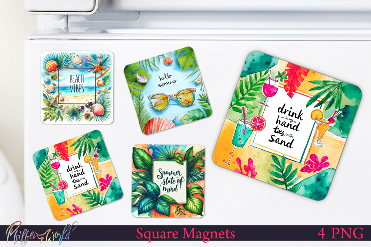 Square Magnet Designs | Beach quotes | Hello summer