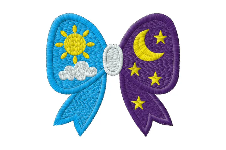 Sun and Moon Bow Machine Embroidery