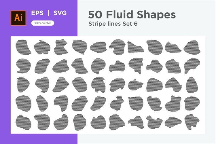 Abstract Fluid Shape stripe lines Set 50 V 6