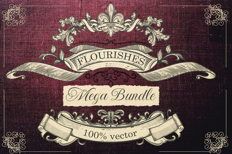 Bundle of vector vintage flourishes