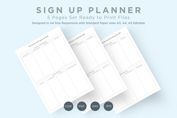 Sign Up Planning Pages Set V-19