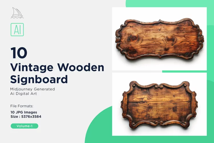 Vintage Wooden Signboard 10_Set V-1