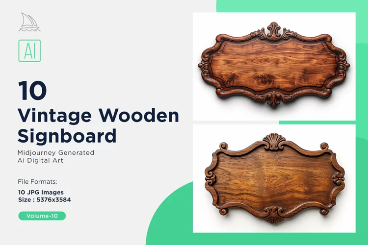 Vintage Wooden Signboard 10_Set V-10
