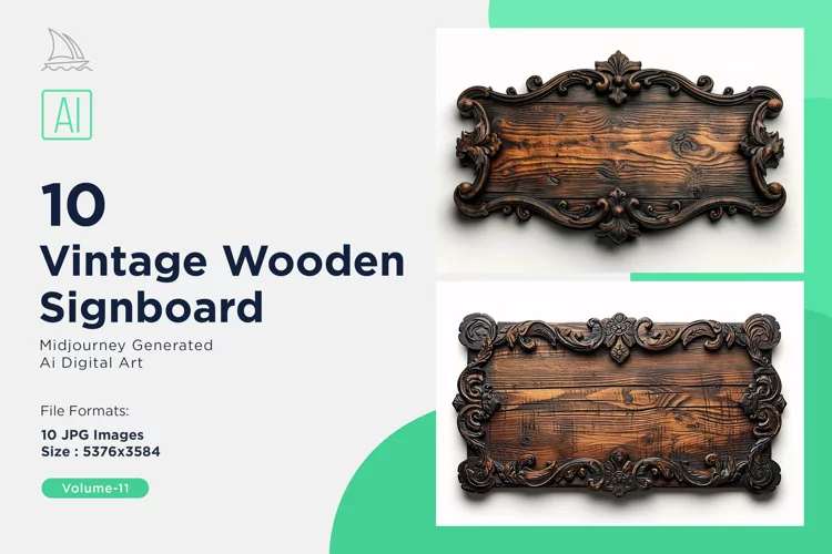 Vintage Wooden Signboard 10_Set V-11