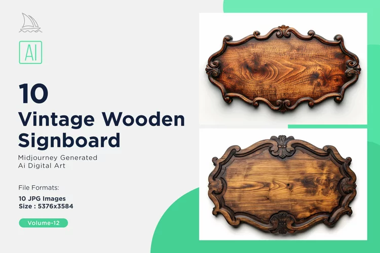 Vintage Wooden Signboard 10_Set V-12