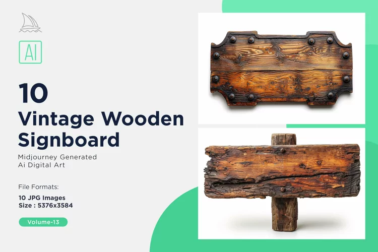 Vintage Wooden Signboard 10_Set V-13