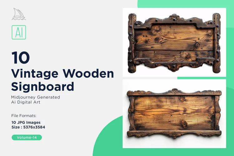 Vintage Wooden Signboard 10_Set V-14