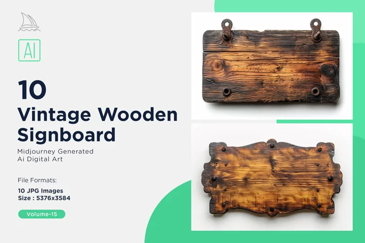 Vintage Wooden Signboard 10_Set V-15