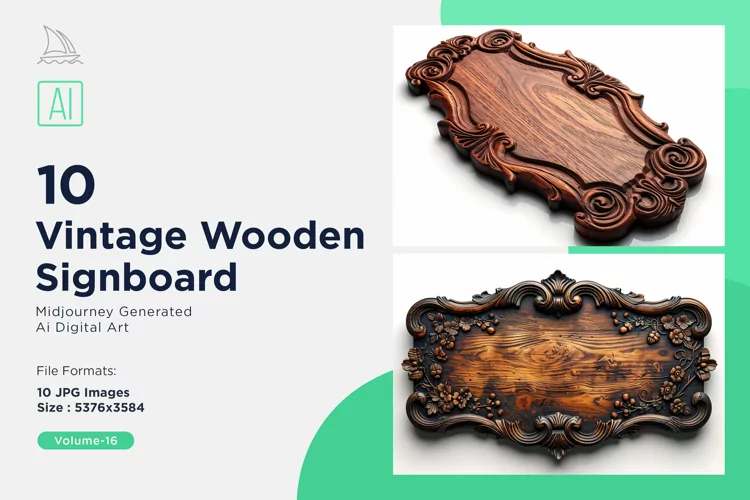 Vintage Wooden Signboard 10_Set V-16