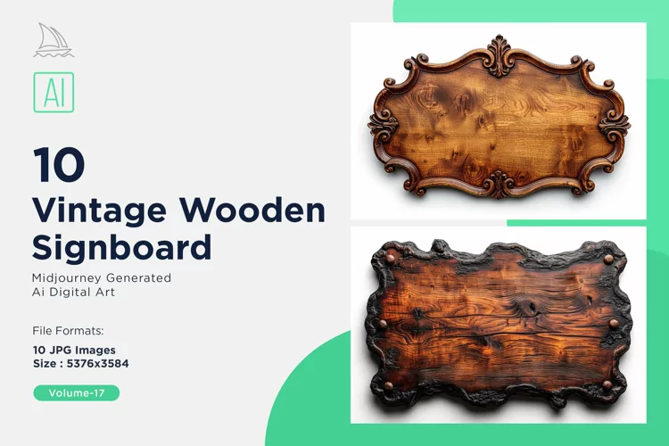 Vintage Wooden Signboard 10_Set V-17