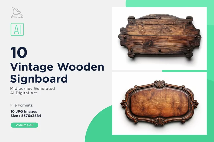 Vintage Wooden Signboard 10_Set V-18