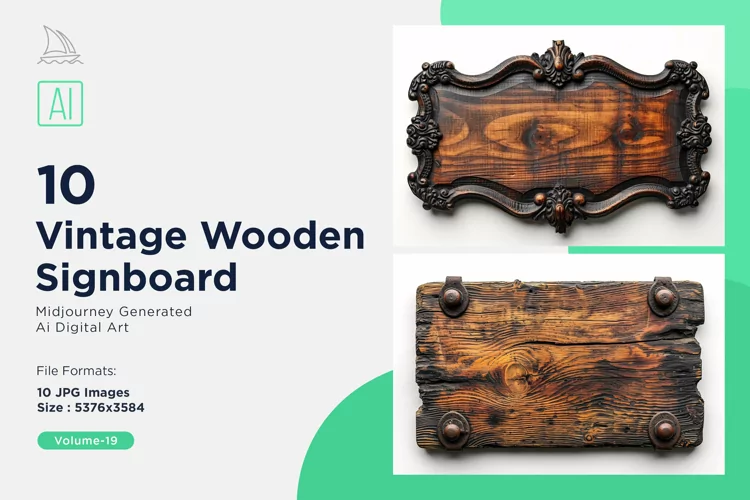 Vintage Wooden Signboard 10_Set V-19