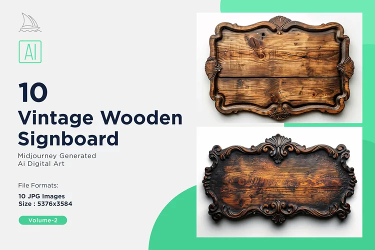 Vintage Wooden Signboard 10_Set V-2