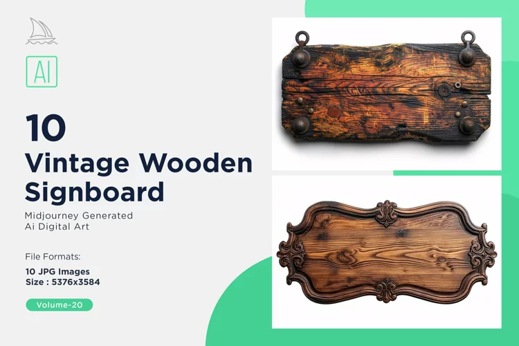 Vintage Wooden Signboard 10_Set V-20