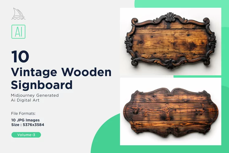 Vintage Wooden Signboard 10_Set V-3