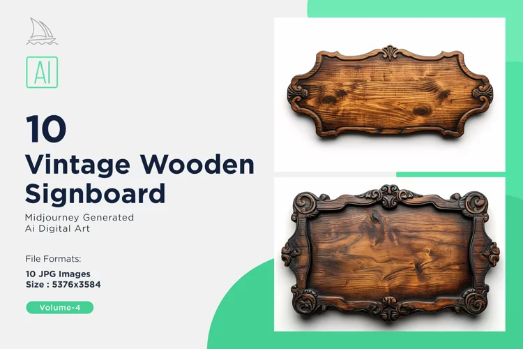 Vintage Wooden Signboard 10_Set V-4