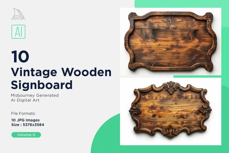 Vintage Wooden Signboard 10_Set V-5