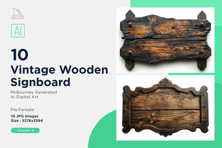Vintage Wooden Signboard 10_Set V-6