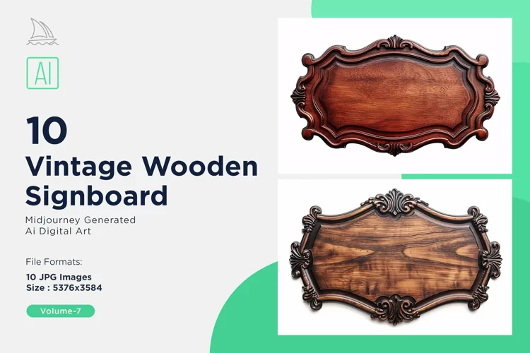 Vintage Wooden Signboard 10_Set V-7