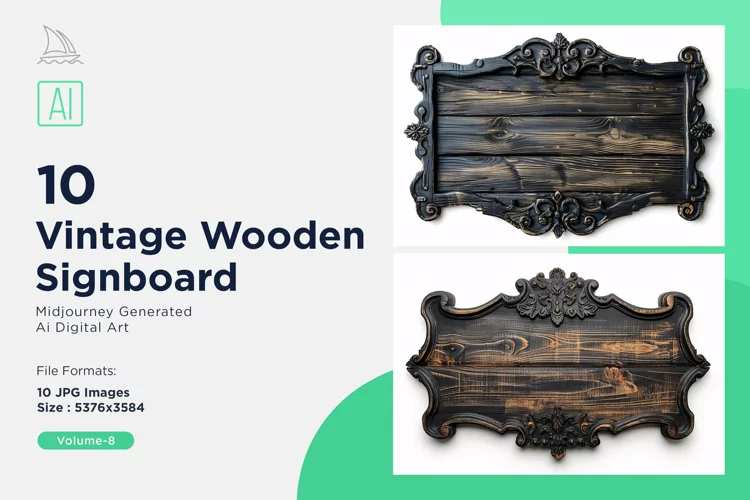 Vintage Wooden Signboard 10_Set V-8