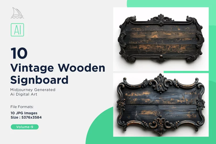 Vintage Wooden Signboard 10_Set V-9