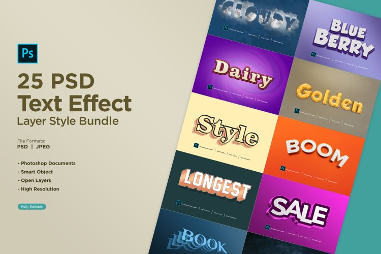 25 Text Effect Layer Style Bundle Vol-10