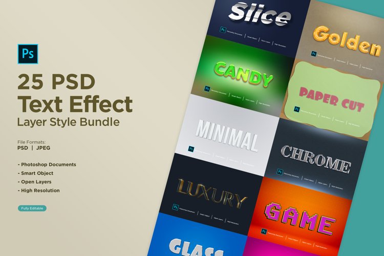 25 Text Effect Layer Style Bundle Vol-03