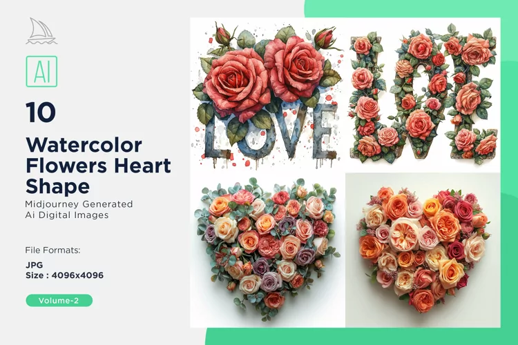 Flowers Heart Shape Love's Tapestry A Valentine's Mosaic