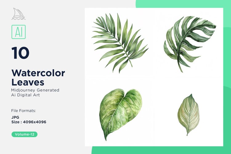Watercolor Leaves Clipart Image 7