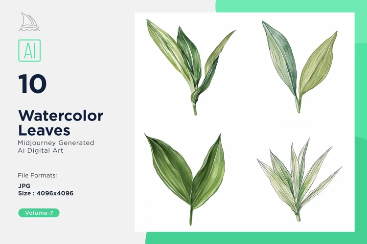 Dracaena, Eucalyptus, Fiddle Leaves Watercolor