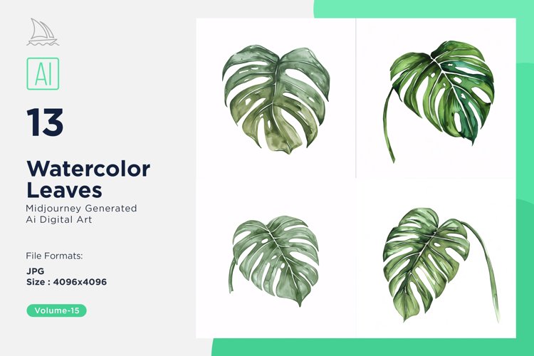Watercolor Leaves Clipart Image 4