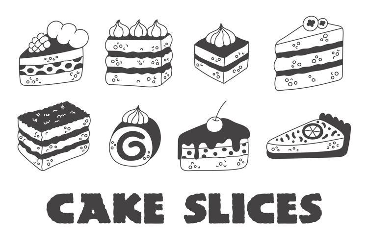 Cake Slice Doodles PNG Clipart