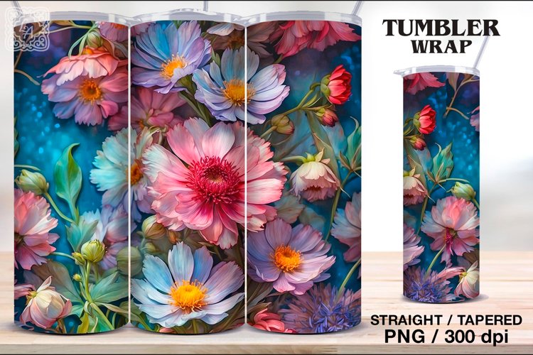 Summer Flower Tumbler Sublimation, 20 oz Tumbler Wrap