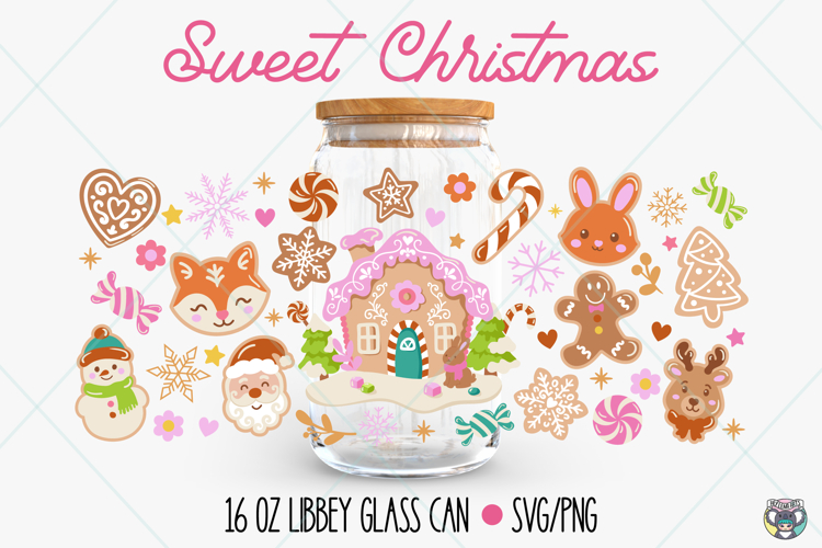 Christmas Gingerbread Wrap SVG PNG, 16oz Libbey Glass Can