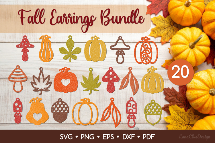 20 Fall Earrings SVG Bundle, Autumn Jewelry Template