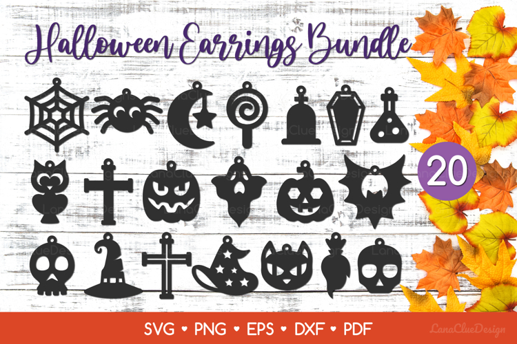 20 Halloween Earrings SVG Bundle, Halloween Jewelry Template