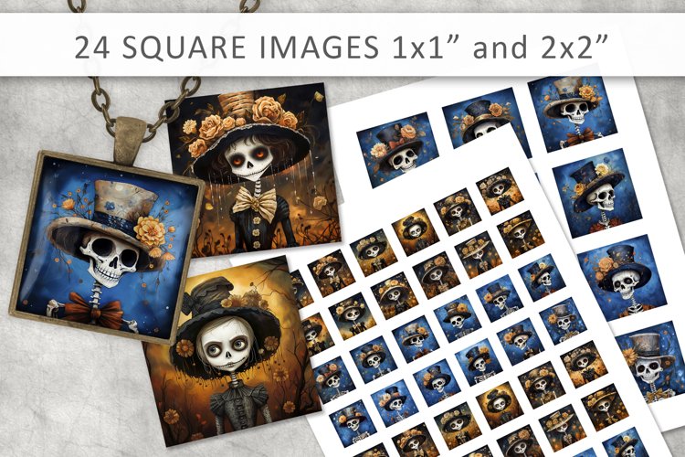 Halloween skull square images, Collage Sheet example image 1