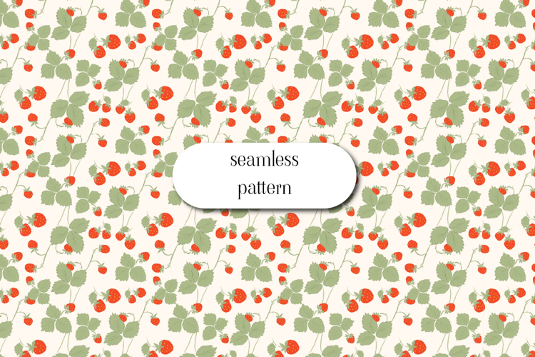 Strawberry Seamless Pattern | Cottagecore Berry Digital Pape