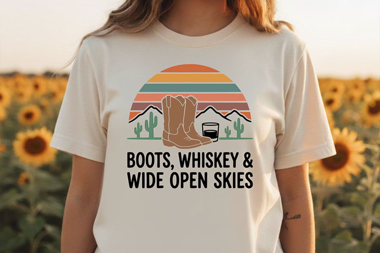 Boots Whiskey Wide Open Skies Svg, Western Cowgirl Svg Png
