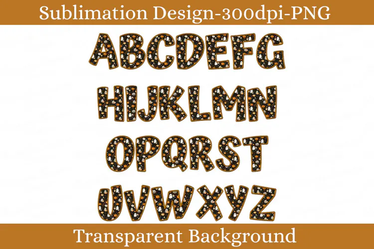 Spooky Halloween faux embroidery Alpha Ghost Pumpkin Letter