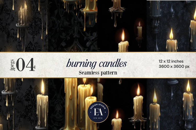 Gothic Candle Pattern | Dark Burning Candles Texture
