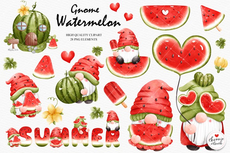 Watermelon gnome clipart, gnome clipart, watermelon clipart