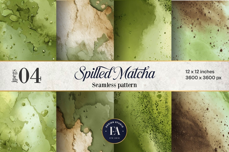 Spilled Matcha Texture, Green Abstract Liquid Digital Paper