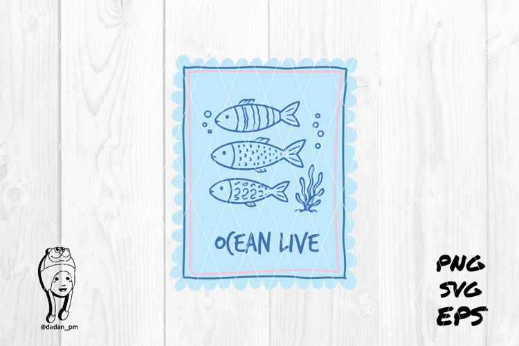 ocean live Summer Preppy Hand Drawn