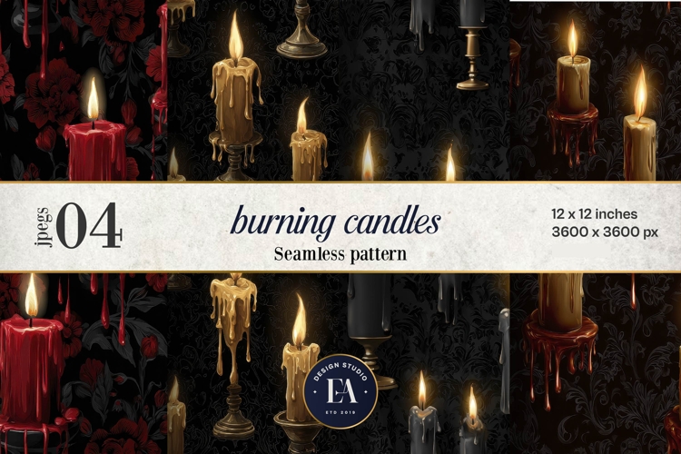Gothic Candle Pattern | Dark Burning Candles Texture