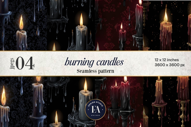 Gothic Candle Pattern | Dark Burning Candles Texture