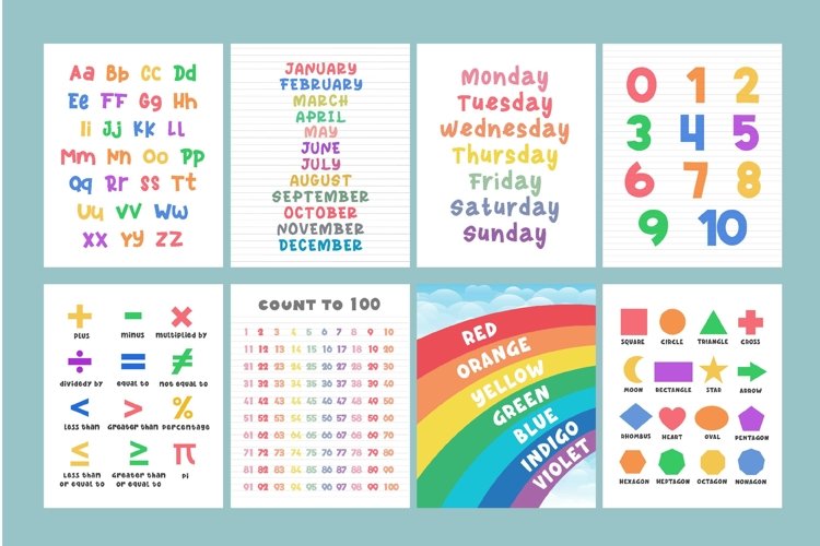 8 sets Educational Prints JPEG